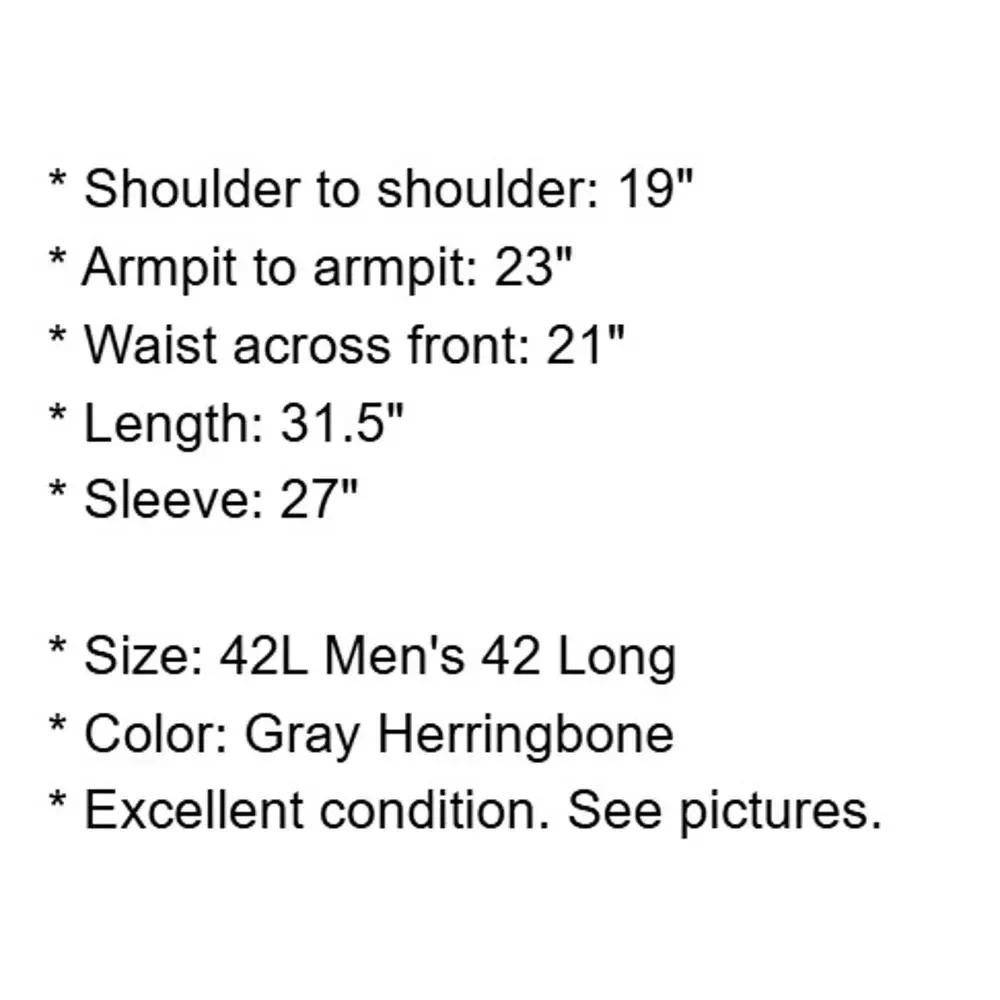 DKNY Sport Coat Mens 42L Gray Wool Herringbone Check Jacket Lined Blazer Career - Picture 4 of 16